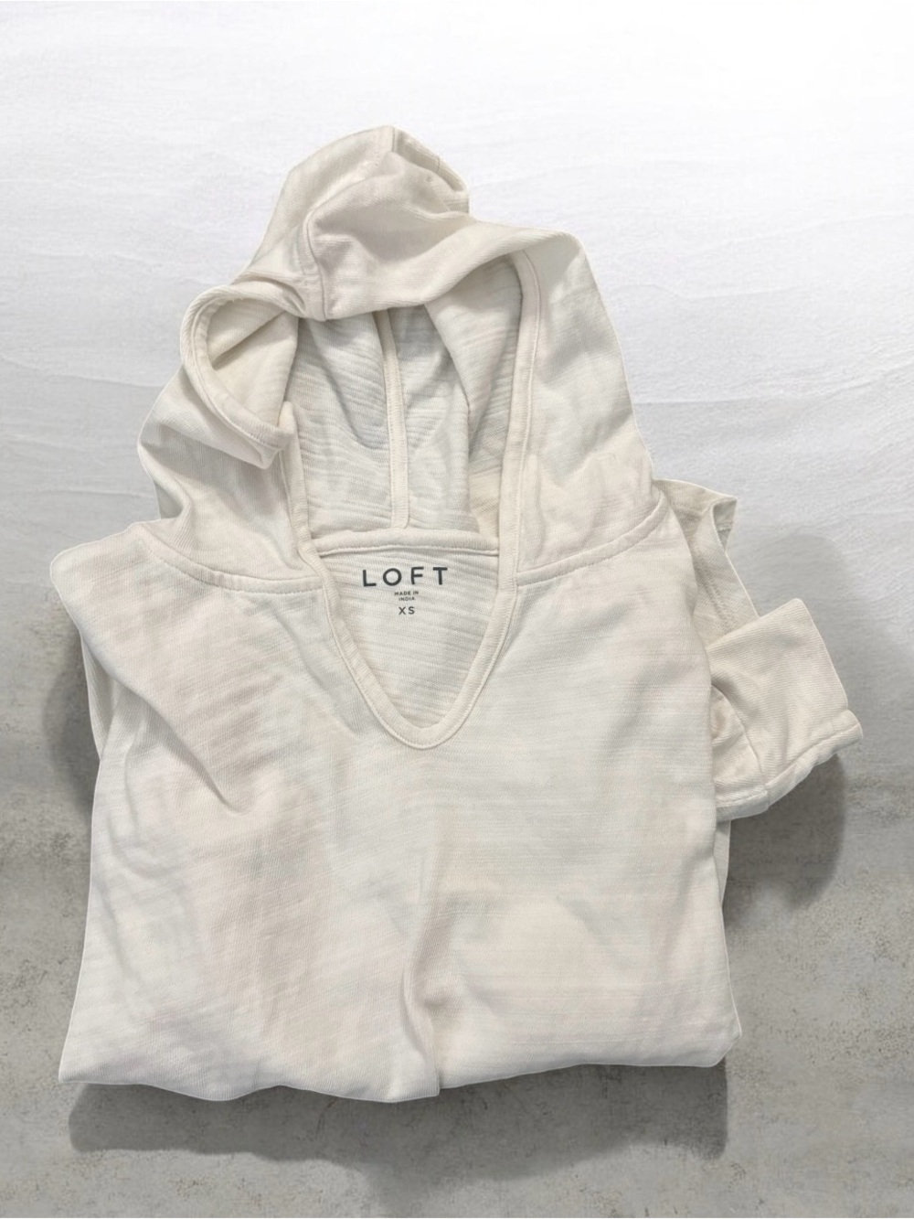 LOFT Soft Cream V-Neck Hoodie